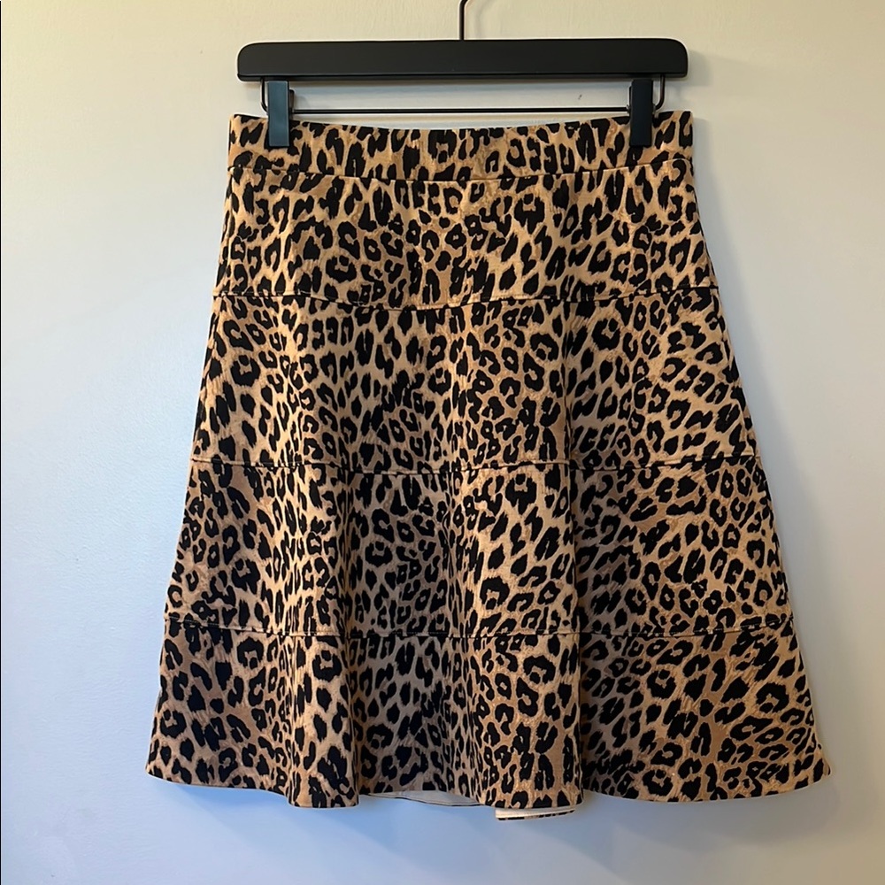 Lands’ End Leopard Print A-Line Skirt